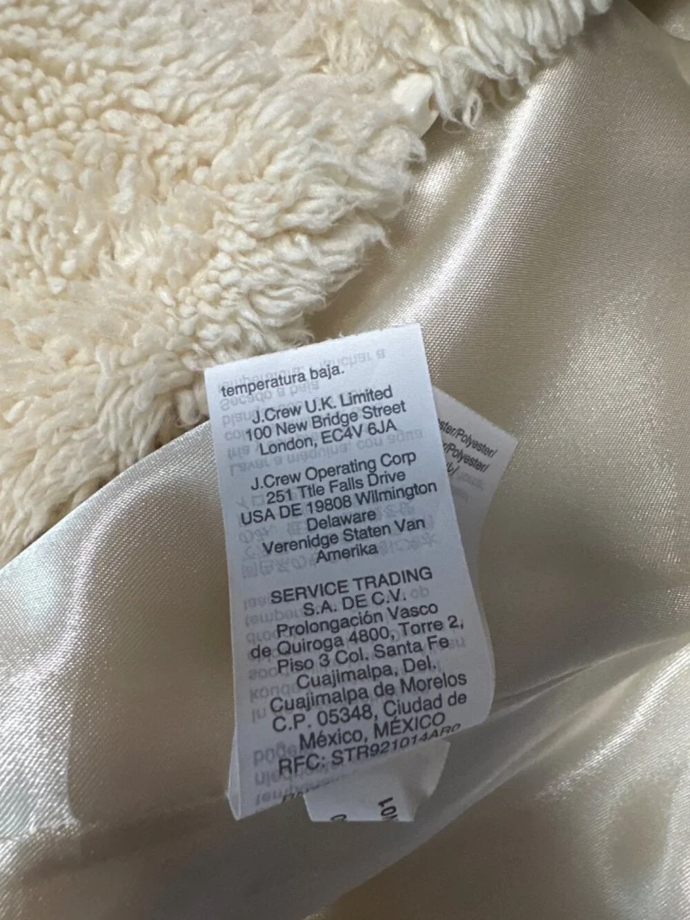J. Crew Factory Full Zip Ivory Faux Fur Teddy Coat Size XS